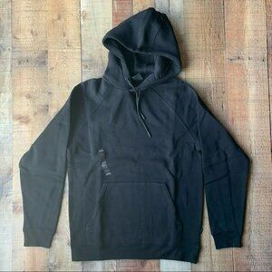 CSG men’s classic black fleece lined hooded pull over hoodie jacket - M